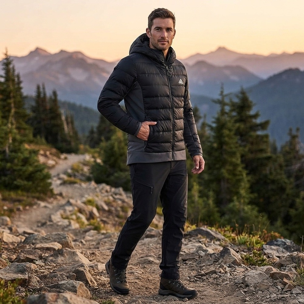 Adidas Hiking Hybrid Down Hoodie 600-Fill Duck Down Gorpcore Jacket Black Large